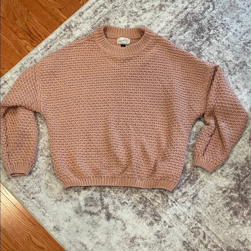Universal Thread Dusty Rose‎ Waffle Knit Crewneck Sweater